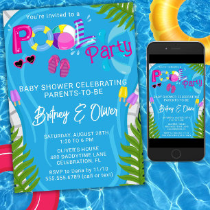 Invitation à une baby shower fille d'été Pool Part