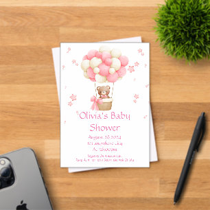 Invitation à une baby shower fille Ourson