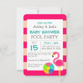 Invitation à une Baby Shower Flamant Rose (Devant)