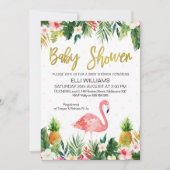 Invitation à une Baby Shower Flamingo Tropical (Devant)
