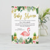 Invitation à une Baby Shower Flamingo Tropical (Debout devant)