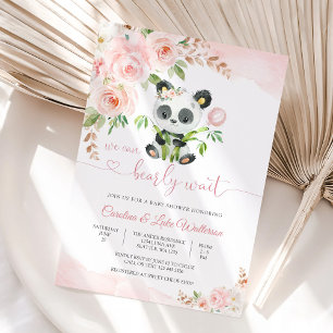 Invitation à une Baby Shower Fleurie avec un Panda