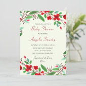 Invitation à une Baby Shower Fleurs Aquarelle (Debout devant)