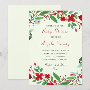 Invitation à une Baby Shower Fleurs Aquarelle