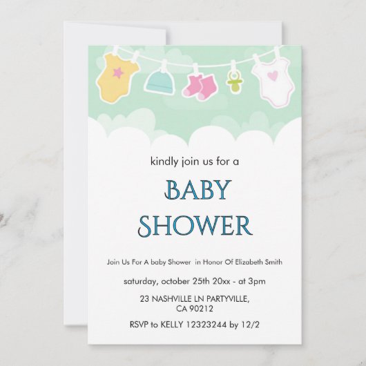 Invitation à une baby shower florale (Devant)