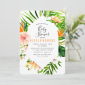 Invitation à une baby shower florale tropicale (Debout devant)
