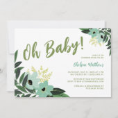 Invitation à une baby shower florale tropicale (Devant)