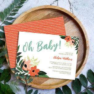 Invitation à une baby shower florale tropicale