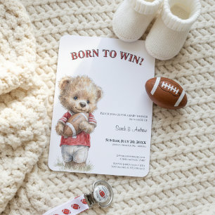 Invitation à une Baby Shower Foot Né pour Gagner