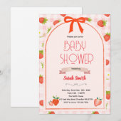 Invitation à une baby shower fraise (Devant / Derrière)