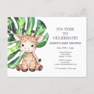 Invitation à une baby shower Girafe safari