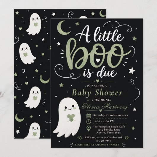 Invitation à une baby shower Halloween (Devant / Derrière)