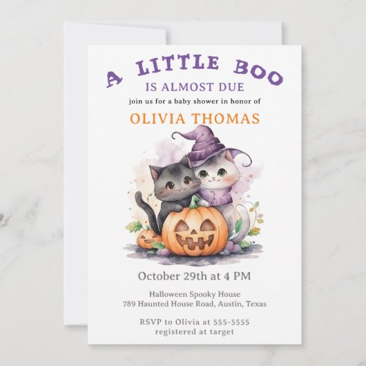 Invitation à une Baby Shower Halloween Bébé Little (Devant)