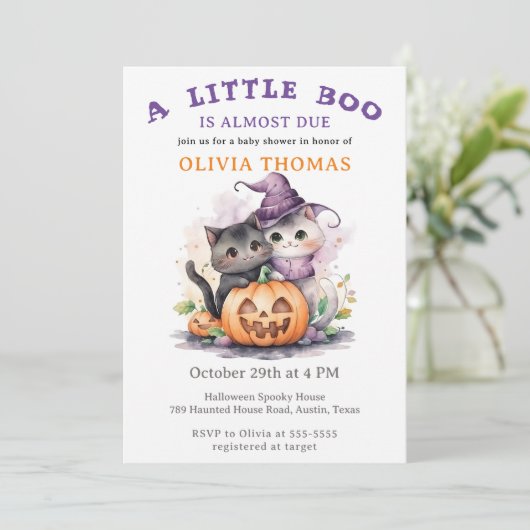 Invitation à une Baby Shower Halloween Little Boo (Debout devant)