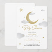 Invitation à une baby shower lune et étoiles (Devant / Derrière)