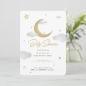 Invitation à une baby shower lune et étoiles (Debout devant)