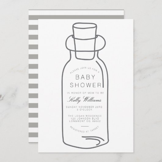 Invitation à une Baby Shower | Message dans une Bo (Devant / Derrière)