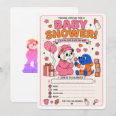 Invitation à une baby shower mignonne (Devant / Derrière)