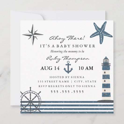 Invitation à une baby shower nautique (Devant)