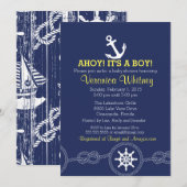 Invitation à une baby shower nautique, Ahoy ! En n (Devant / Derrière)
