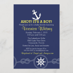 Invitation à une baby shower nautique, Ahoy ! En n