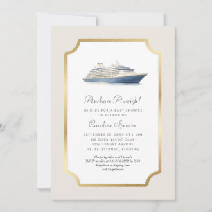 Invitation à une baby shower nautique "Anchors Awe