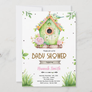 Invitation à une baby shower nid d'oiseau de print
