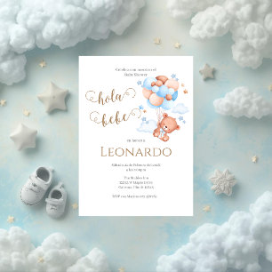Invitation à une baby shower ours bleu