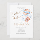 Invitation à une baby shower ours bleu (Devant)