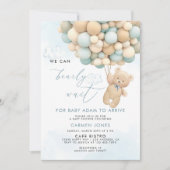 Invitation à une Baby Shower Ourson Bleu avec Ball (Devant)