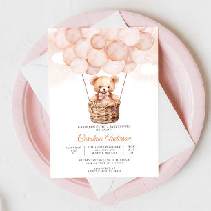Invitation à une Baby Shower Ourson en Peluche Bal