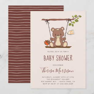 Invitation à une Baby Shower Ourson Fantaisiste
