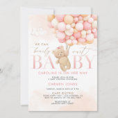 Invitation à une Baby Shower Ourson Rose avec Ball (Devant)