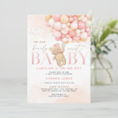 Invitation à une Baby Shower Ourson Rose avec Ball (Debout devant)