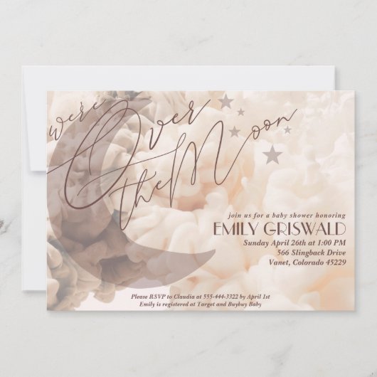 Invitation à une Baby Shower "Over the Moon" pour  (Devant)