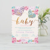 Invitation à une baby shower Papillon (Debout devant)