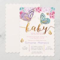 Invitation à une baby shower Papillon