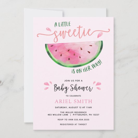 Invitation à une Baby Shower Pastèque (Devant)