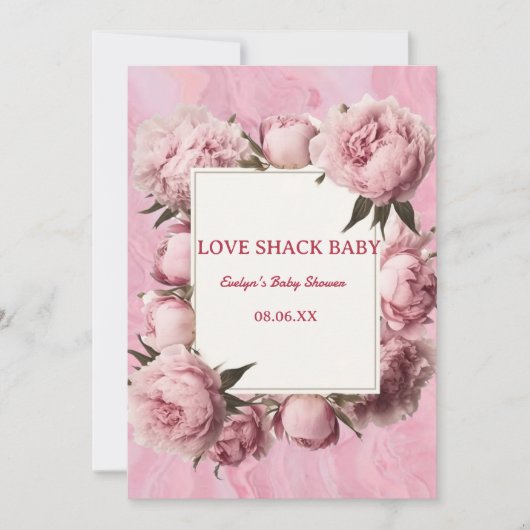 Invitation à une Baby Shower Pink Bow Love Shack – (Devant)