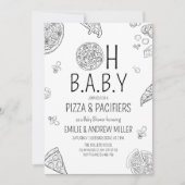 Invitation à une Baby Shower Pizza et Tétines, Fêt (Devant)