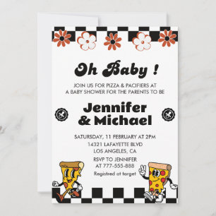 Invitation à une Baby Shower Pizza Oh Bébé Sucette