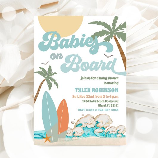 Invitation à une baby shower plage