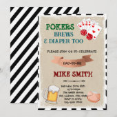 Invitation à une Baby Shower Poker et Bière (Devant / Derrière)