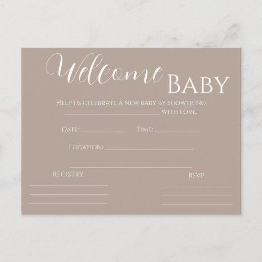 Invitation à une baby shower pour bébé de genre no (Devant)
