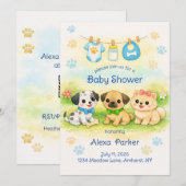 Invitation à une baby shower pour chiots (Devant / Derrière)