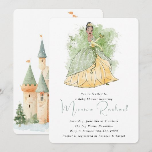 Invitation à une baby shower pour fille (Devant / Derrière)