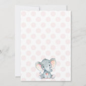 Invitation à une baby shower pour fille, Éléphant (Dos)