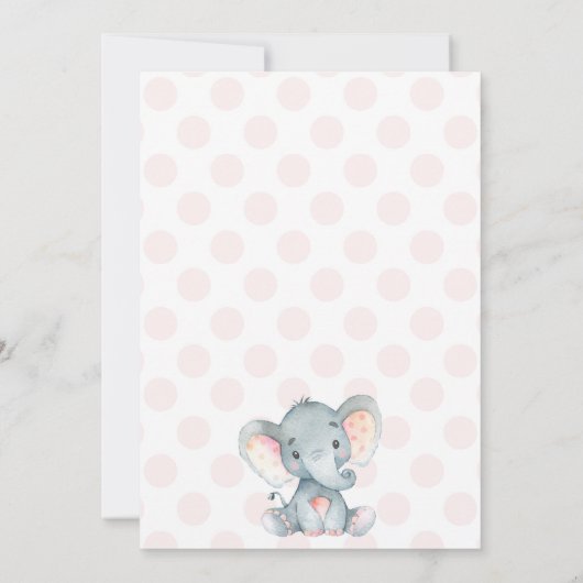 Invitation à une baby shower pour fille, Éléphant (Dos)