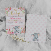 Invitation à une baby shower pour fille, Éléphant