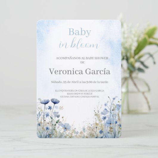 Invitation à une baby shower pour garçon (Debout devant)